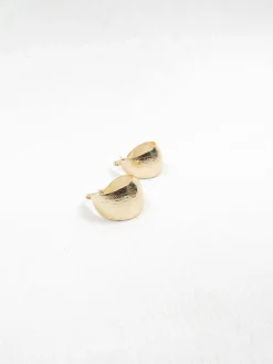 Gold Plated Wide Hoop Earrings With Greek Key Monogram