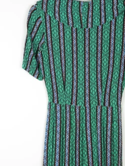 Green Vintage Embossed Fabric 1950s Dress 6/XS