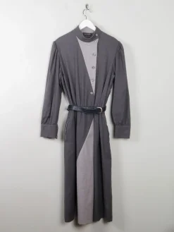 Grey Wool Vintage Panelled Dress M/L