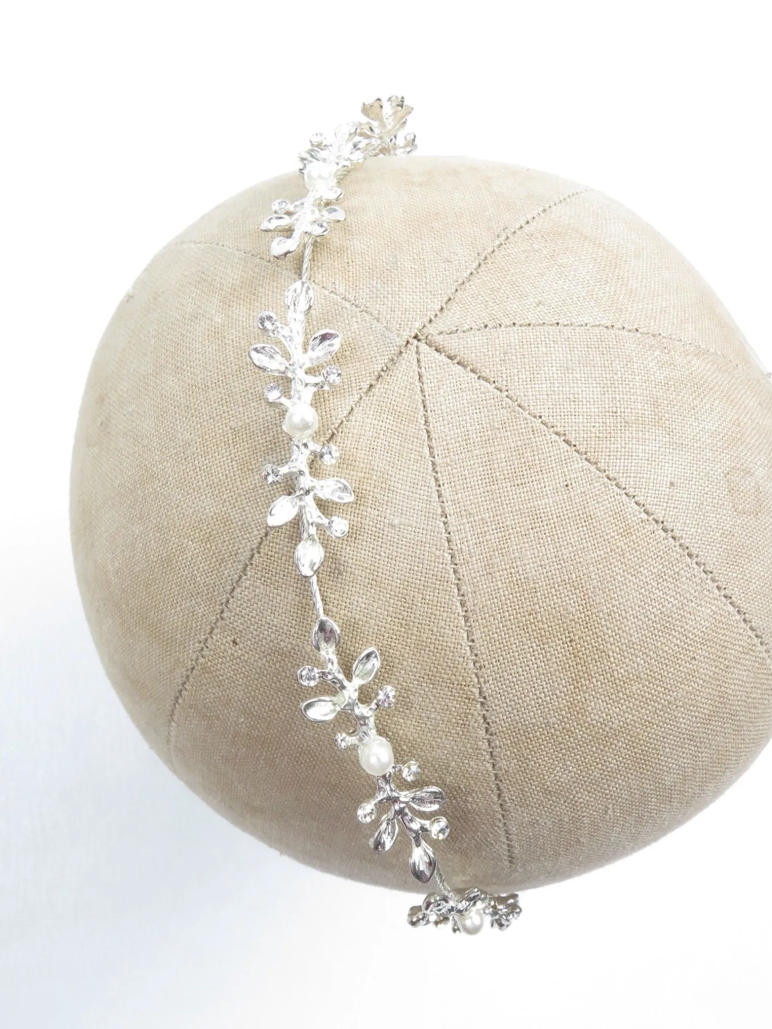 Hair Vine Silver Floral & Pearl