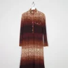 Italian Vintage 1970s Dress With Rust/ Brown Tones 8/10
