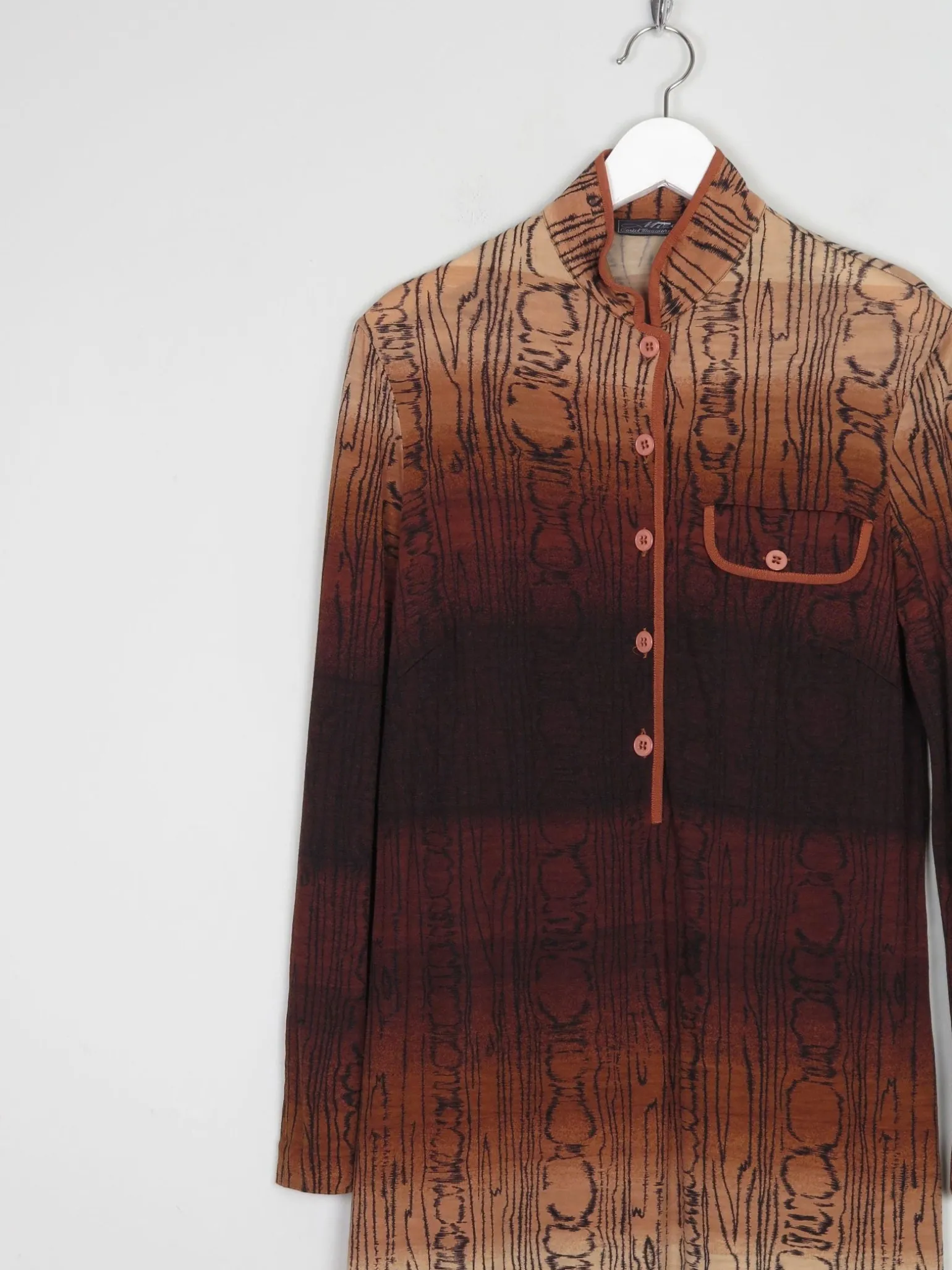 Italian Vintage 1970s Dress With Rust/ Brown Tones 8/10