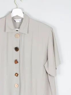 Khaki Vintage Short Sleeved Shirt Blouse S/M