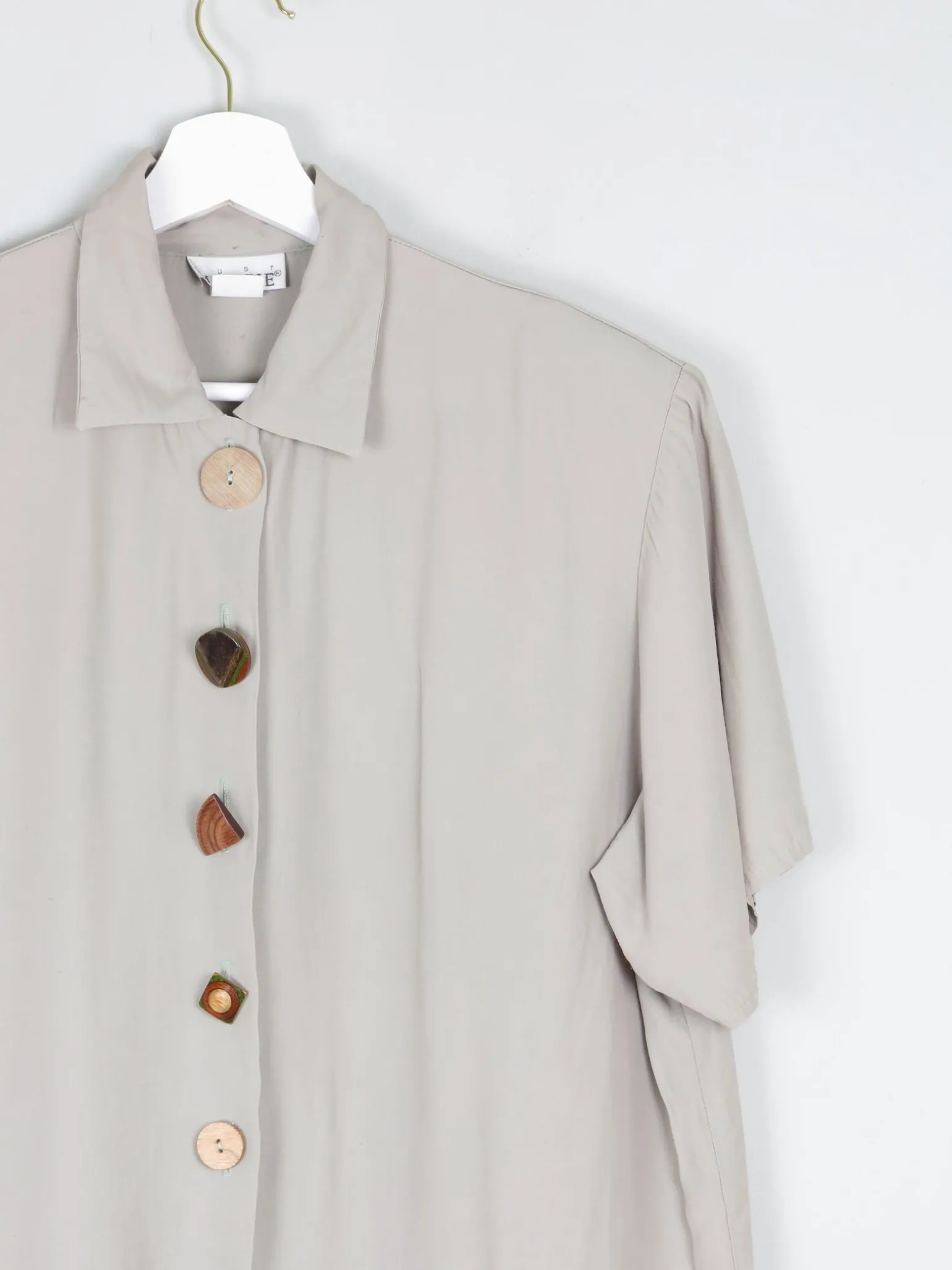 Khaki Vintage Short Sleeved Shirt Blouse S/M