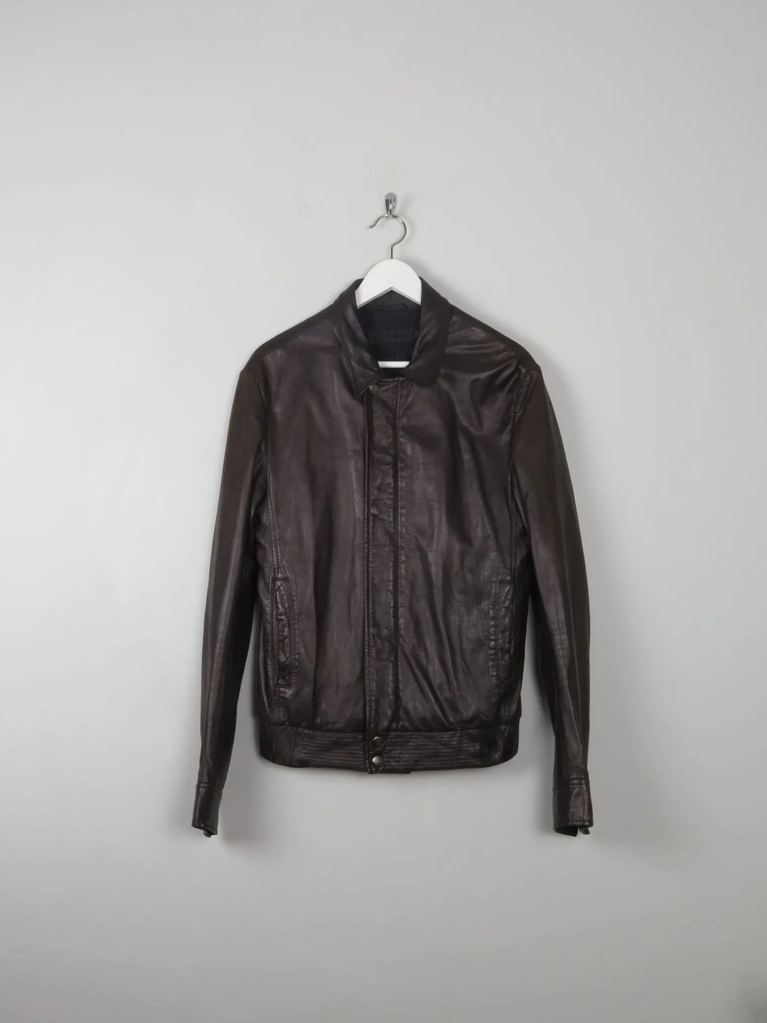 Men's All Saints Brown Leather Jacket S