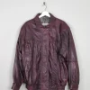 Men's Aubergine Soft Vintage Leather Bomber Jacket S/M