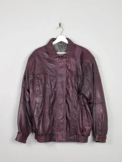 Men's Aubergine Soft Vintage Leather Bomber Jacket S/M