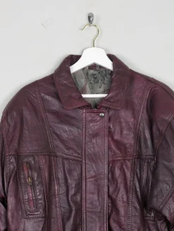 Men's Aubergine Soft Vintage Leather Bomber Jacket S/M