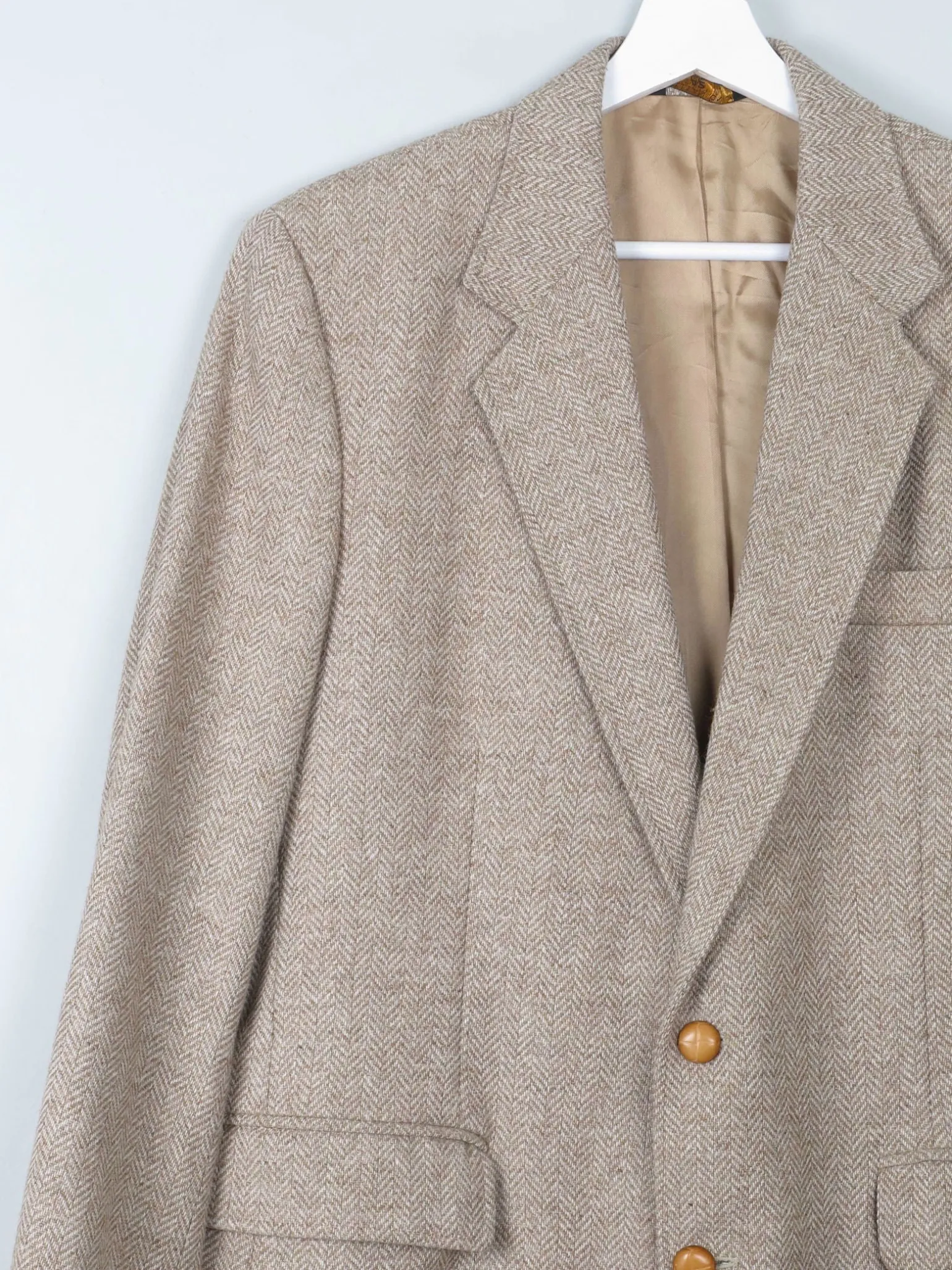 Men's Beige Tweed Vintage 1970s Haggar Jacket 42"