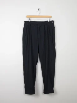 Men's Black & Blue 1950s Wool Trousers 32-34" 29L
