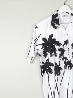Men's Black & White Vintage Hawaiian Shirt S/M