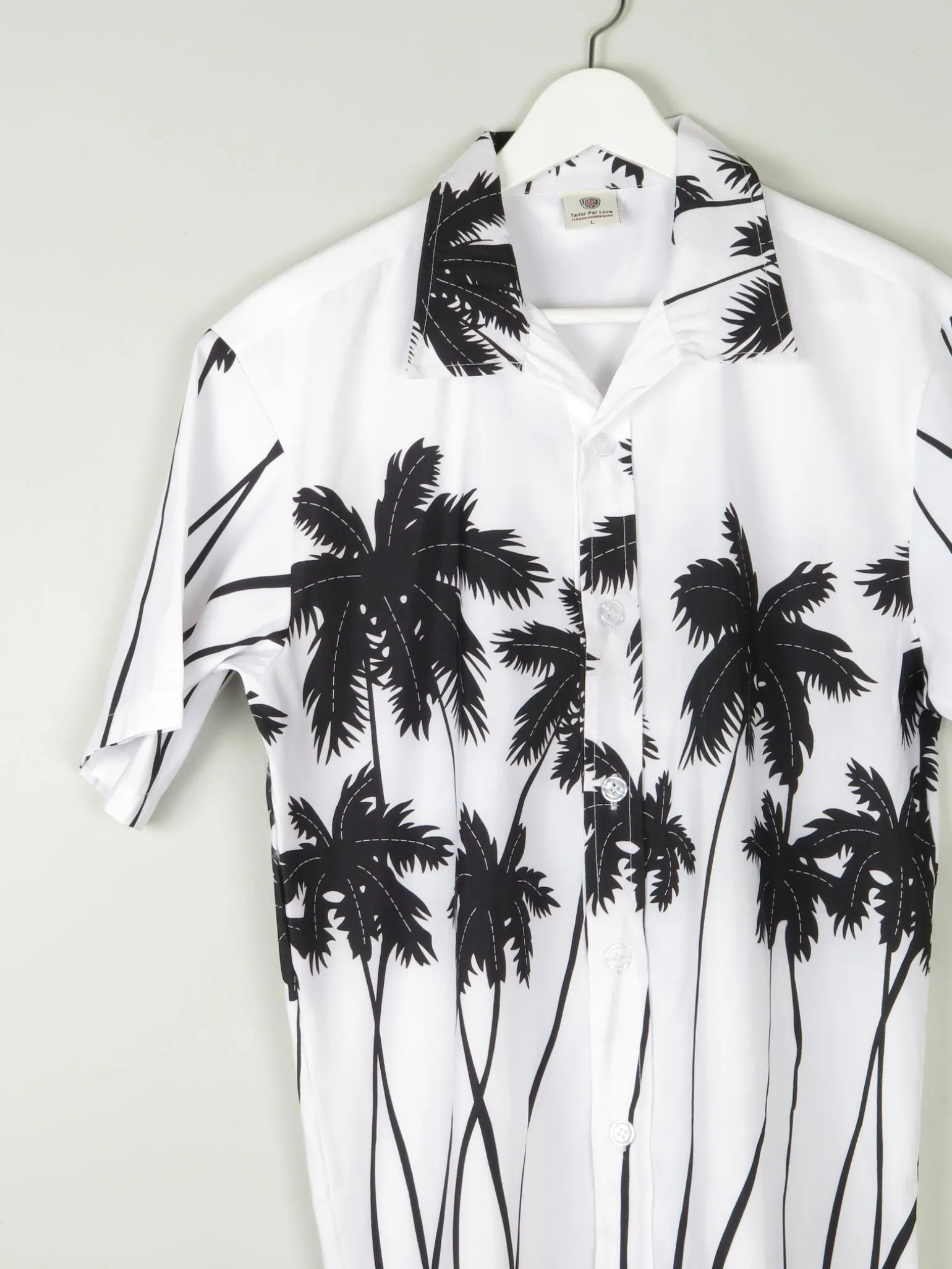 Men's Black & White Vintage Hawaiian Shirt S/M