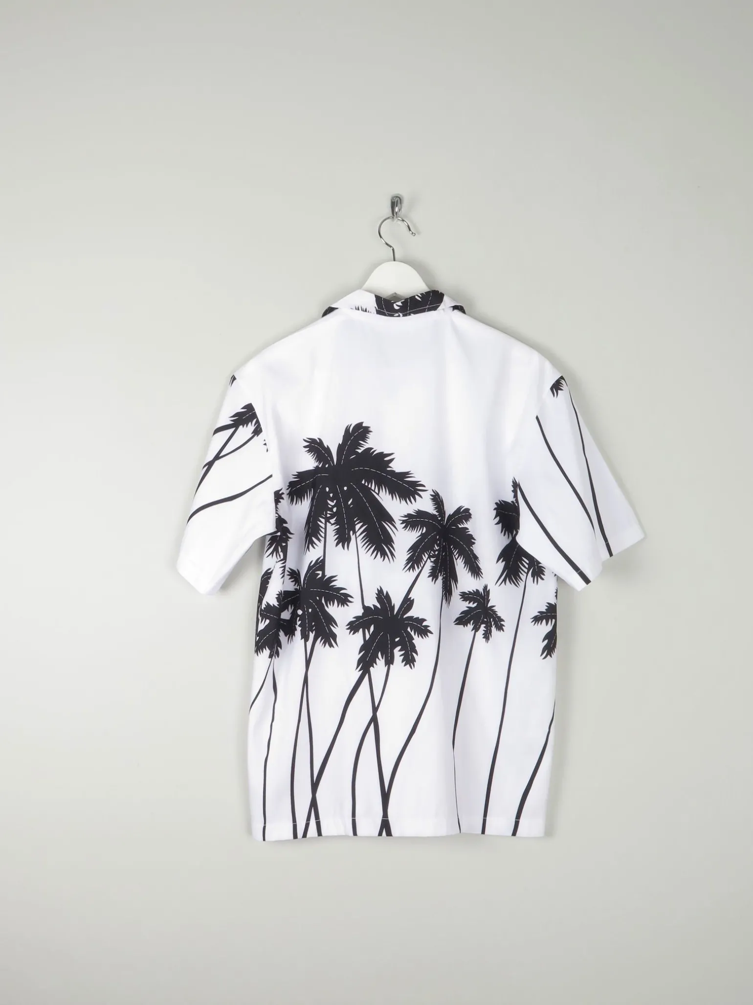 Men's Black & White Vintage Hawaiian Shirt S/M