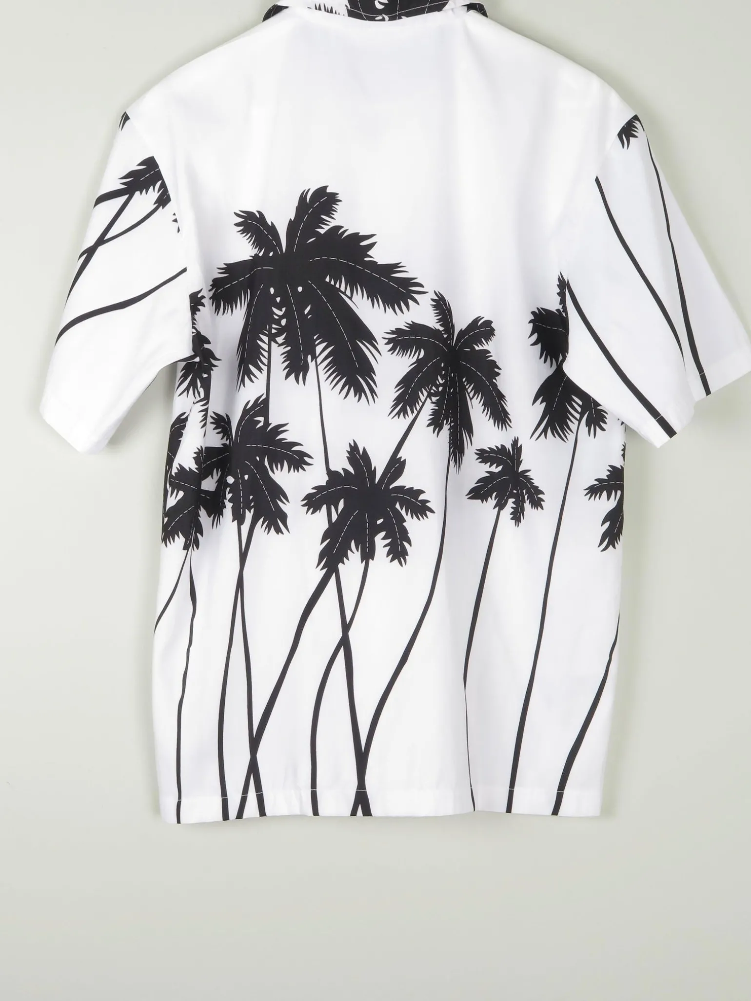 Men's Black & White Vintage Hawaiian Shirt S/M