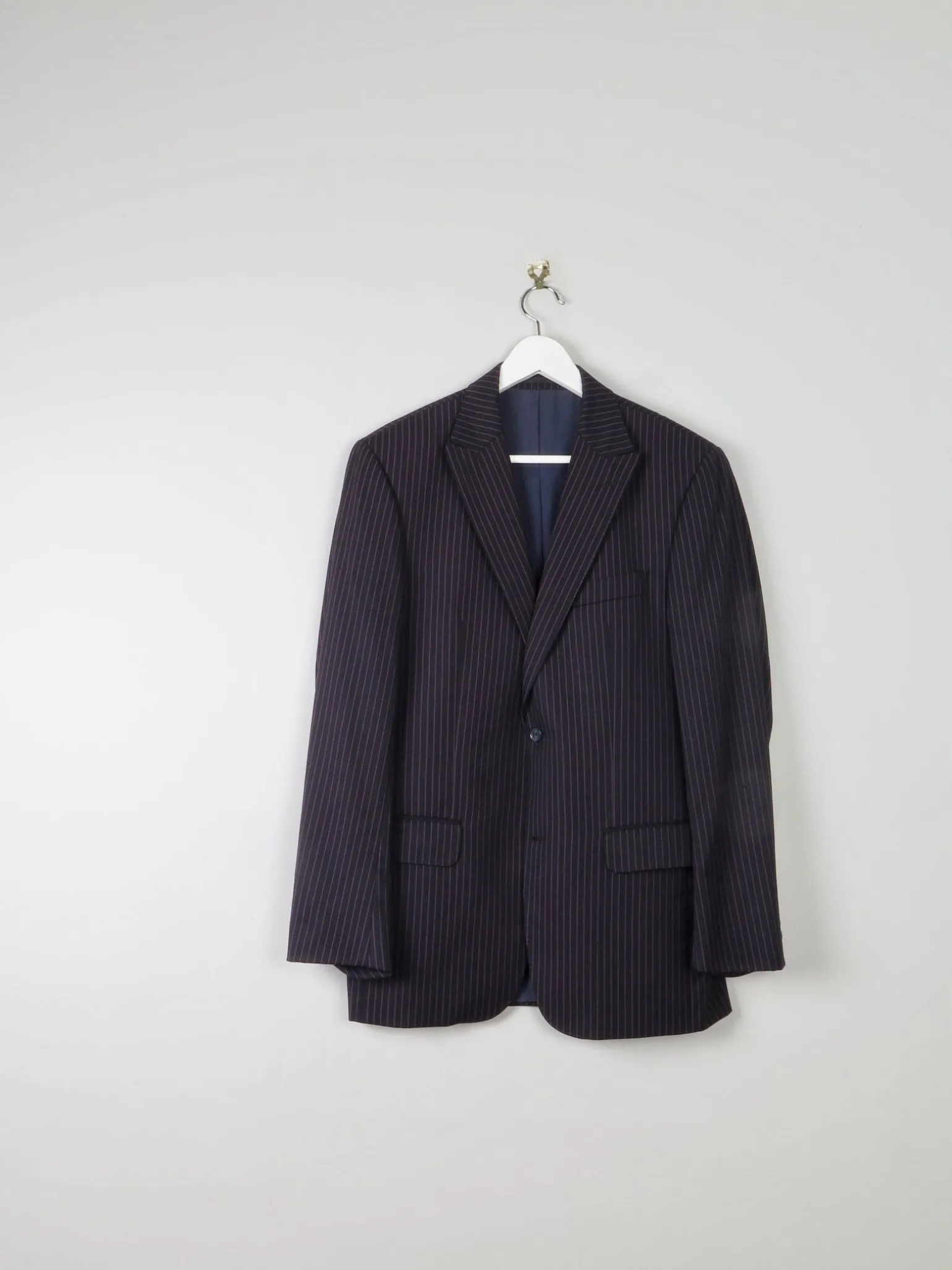Men's Black Pinsripe Jacket With Pink Stripes 42”