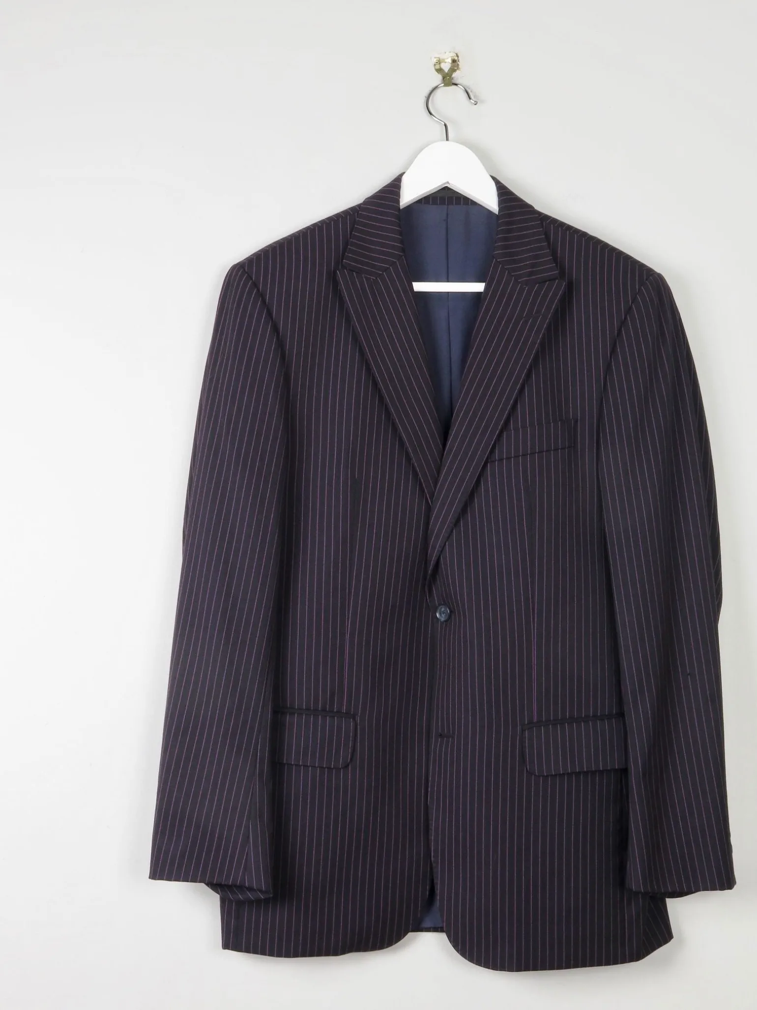 Men's Black Pinsripe Jacket With Pink Stripes 42”