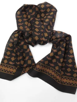 Mens Black Plane Monogramed Printed Scarf