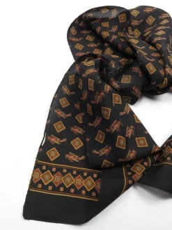 Mens Black Plane Monogramed Printed Scarf