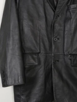 Men's Black Vintage Leather Jacket M Oversized