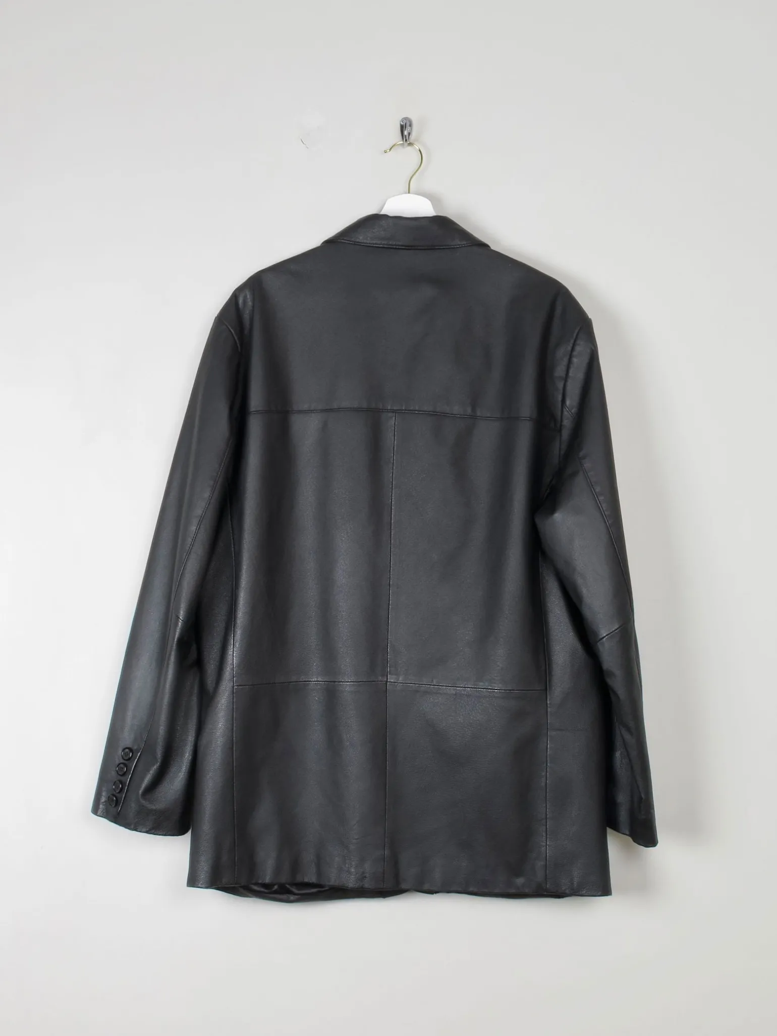 Men's Black Vintage Leather Jacket Oversized M/L