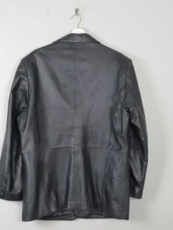 Men's Black Vintage Leather Jacket M Oversized