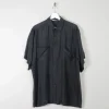 Men's Black Vintage Silk Short Sleeved Shirt L