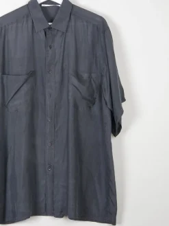 Men's Black Vintage Silk Short Sleeved Shirt L