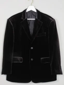 Men's Black Vintage Velvet Jacket 40