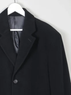 Men's Black Wool Nicole Farhi Cashmere Coat L/XL 46