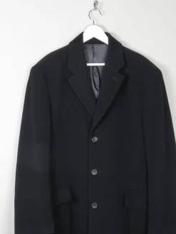 Men's Black Wool Nicole Farhi Cashmere Coat L/XL 46