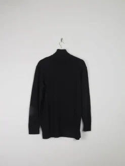 Men's Black Wool Vintage Lacoste Polo Neck Jumper S