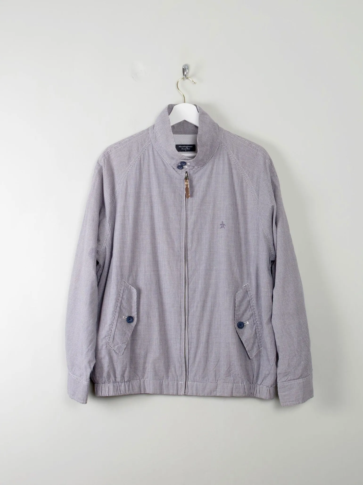 Men's Blue Check Vintage Musingwear Penguin Check Harrington Jacket L