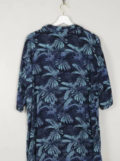 Men's Blue Printed Vintage Hawaiian Shirt L New