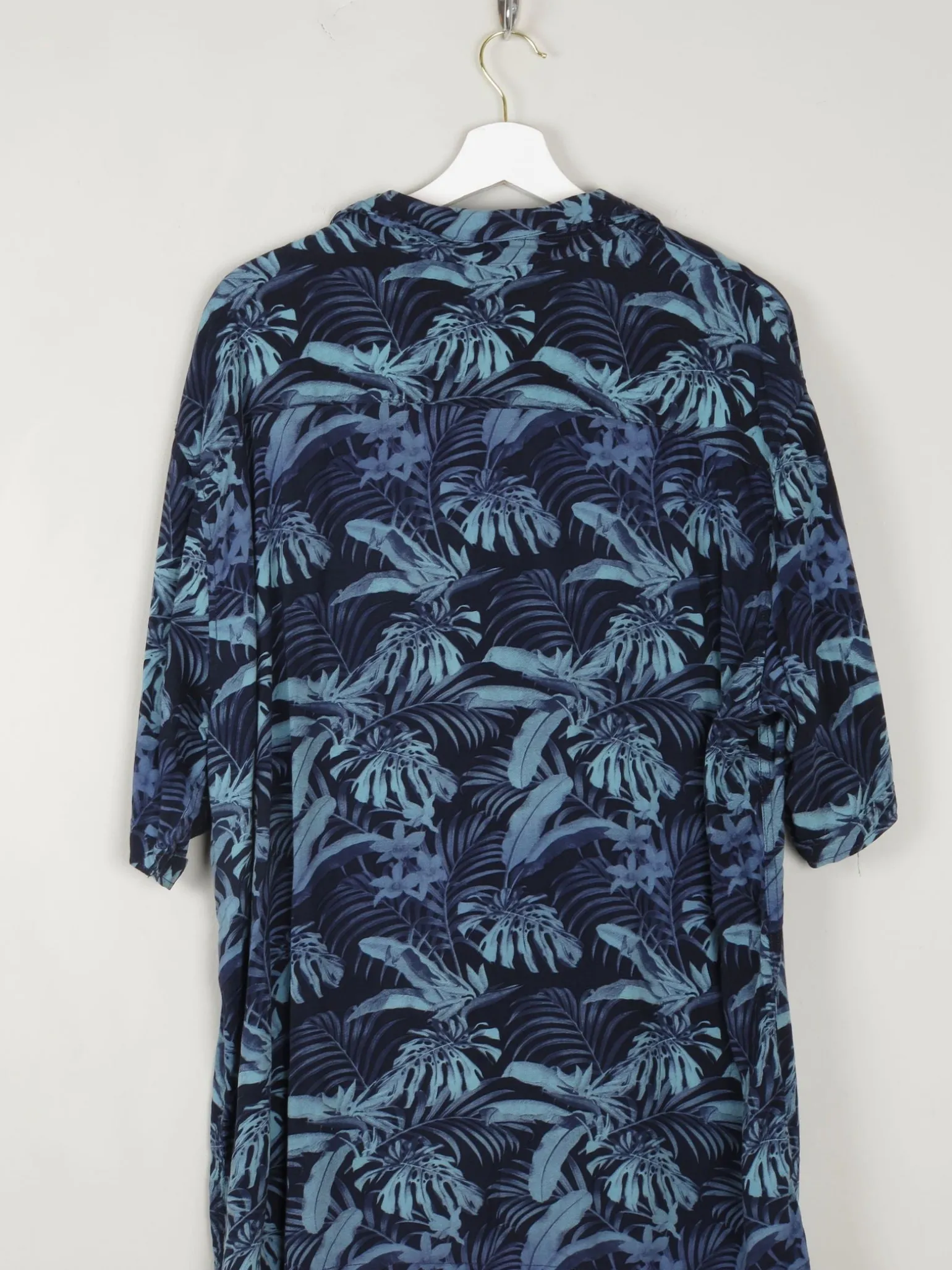 Men's Blue Printed Vintage Hawaiian Shirt L New