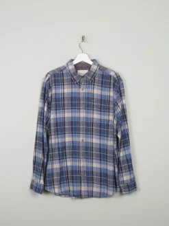 Men's Blue Vintage Flannel Shirt L