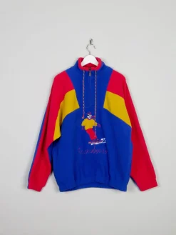 Men's Bright Vintage Snowboarding Style Fleece Pullover M/L