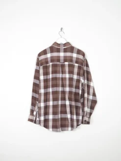 Men's Brown & White Vintage Flannel Shirt L