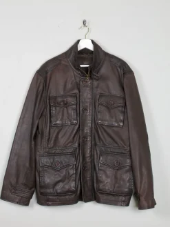 Men's Brown Leather Jacket John Rocha L