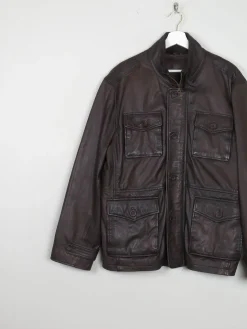 Men's Brown Leather Jacket John Rocha L