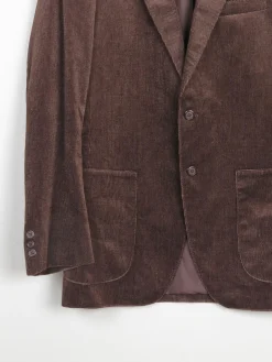 Men's Brown Vintage Velvet Pinstripe 1970s Tailored Jacket 40