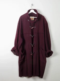 Men's Burgundy Vintage Duffle Coat L/XL