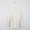 Mens Cable Knit Cream Vintage Jumper L/XL