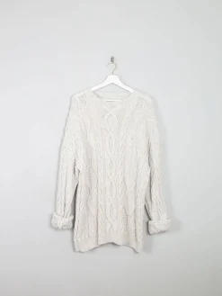 Mens Cable Knit Cream Vintage Jumper L/XL