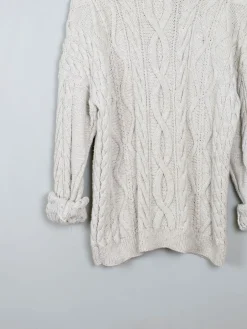 Mens Cable Knit Cream Vintage Jumper L/XL