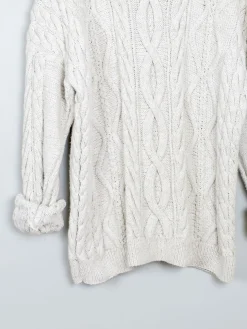 Mens Cable Knit Cream Vintage Jumper L/XL
