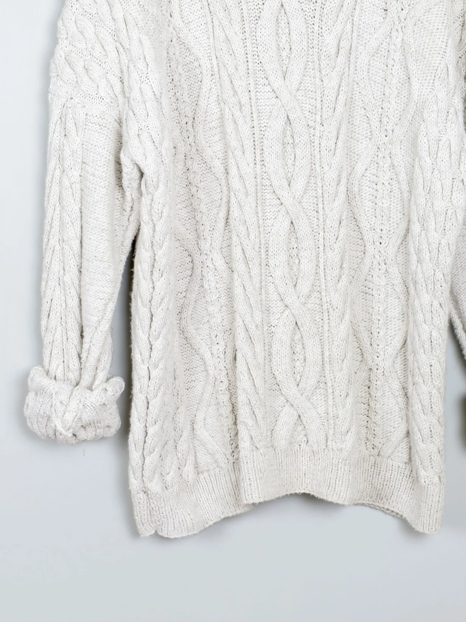 Mens Cable Knit Cream Vintage Jumper L/XL