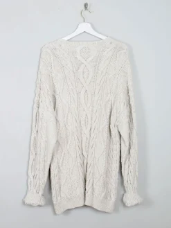 Mens Cable Knit Cream Vintage Jumper L/XL