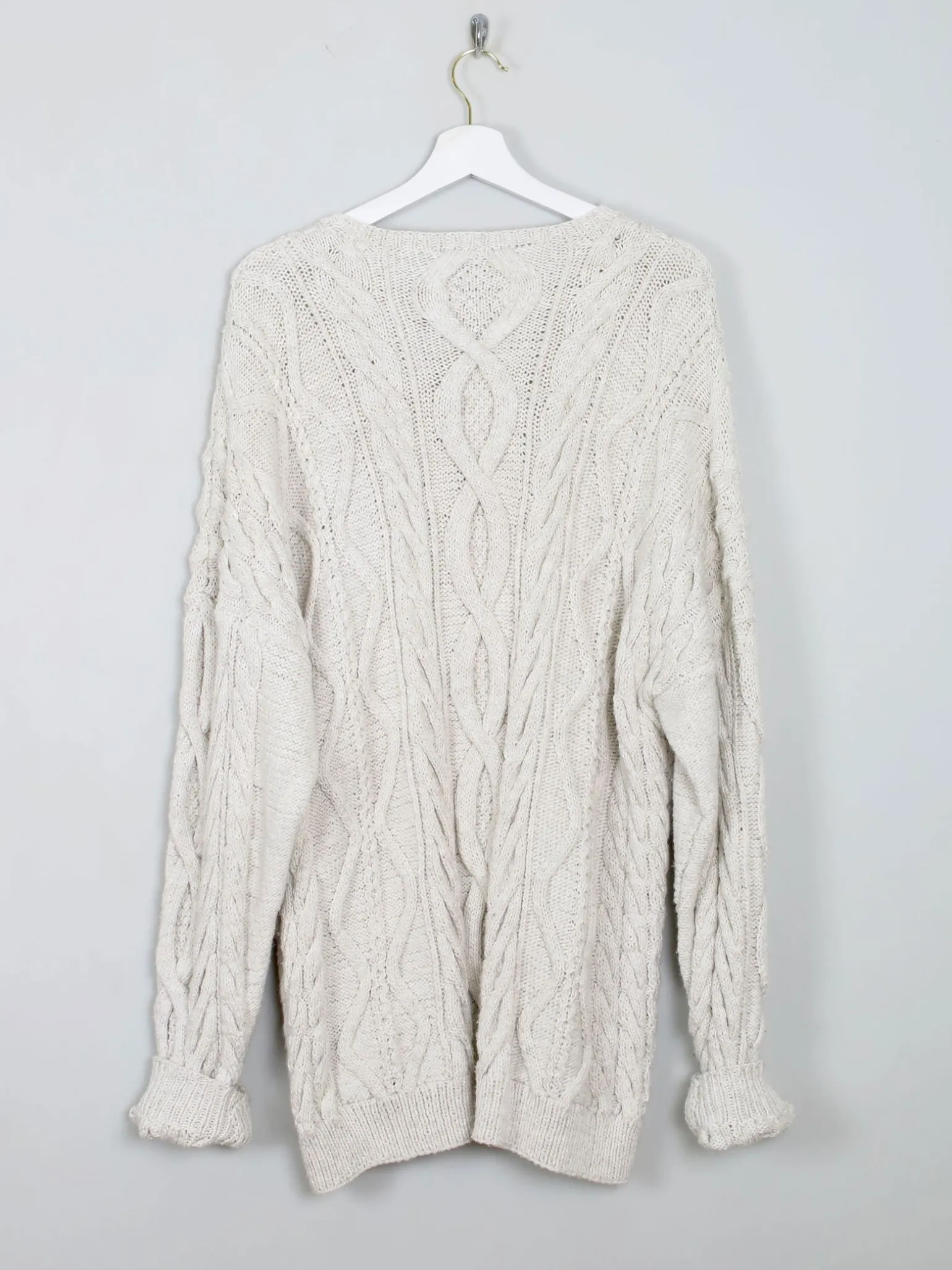Mens Cable Knit Cream Vintage Jumper L/XL