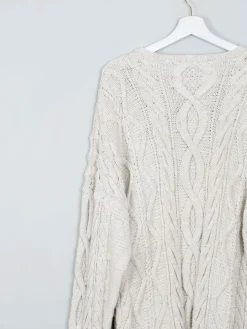 Mens Cable Knit Cream Vintage Jumper L/XL
