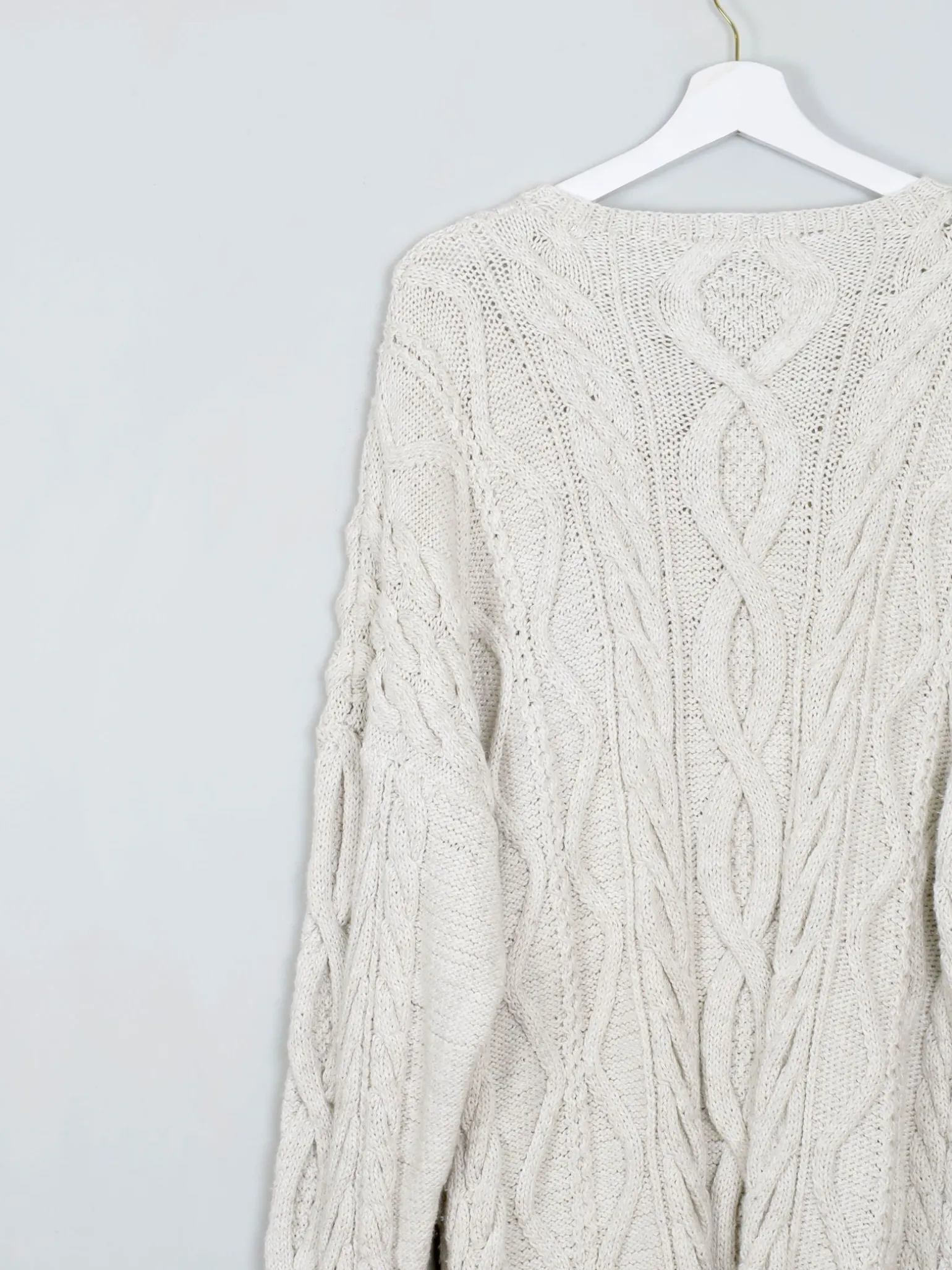 Mens Cable Knit Cream Vintage Jumper L/XL
